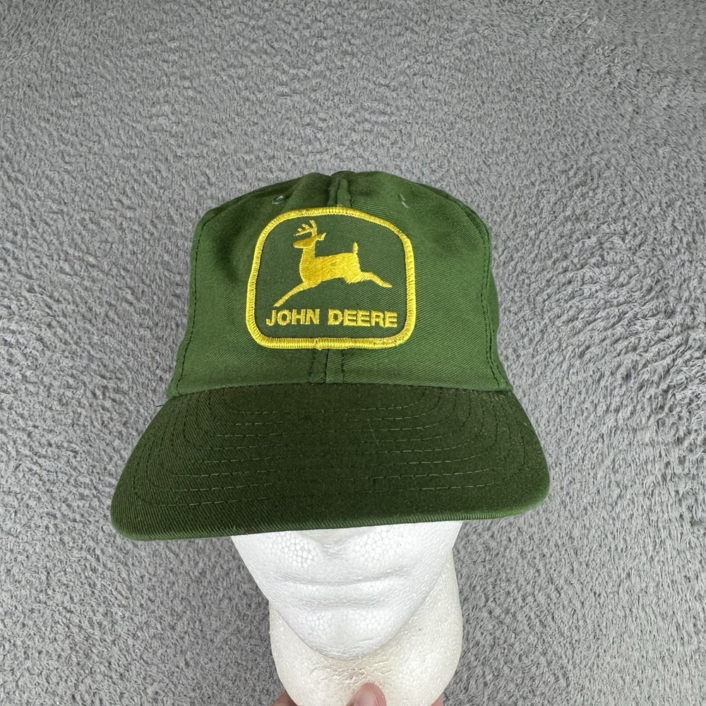 VINTAGE John Deere Patch Trucker Snapback Hat Green Louisville Mfg USA 1970s - Picture 2 of 9